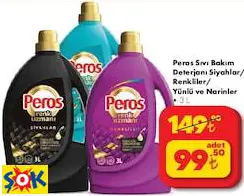 PEROS SIVI BAKIM DETERJANI SİYAHLAR/ RENKLİLER/ YÜNLÜ VE NARİNLER 3 L